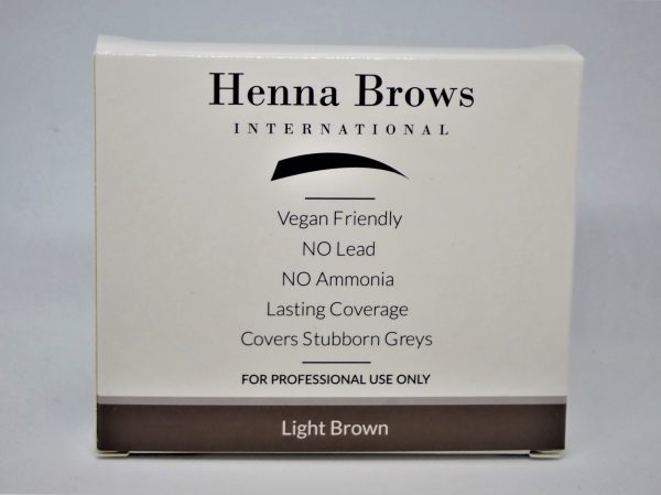 The Light Brown Henna Powder contains a 10g box of Henna Brow Powder
